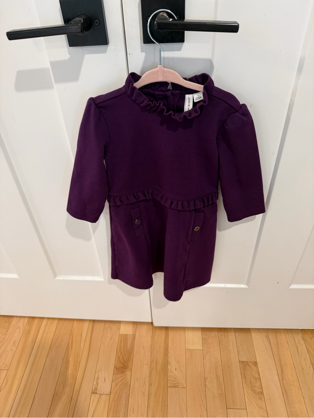 Janie and Jack Deep Purple Ruffle Neck Long Sleeve Top